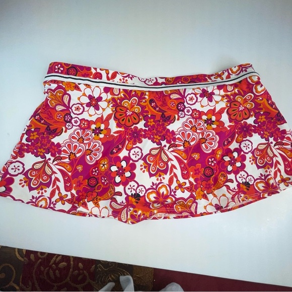 Jag Retro Floral Swim Skirt Attached Bottoms Orange Pink - Picture 13 of 15